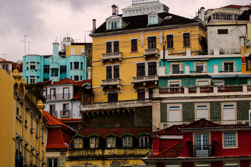 Fototapeta na wymiar colorful houses in the street in Lisbon Portugal