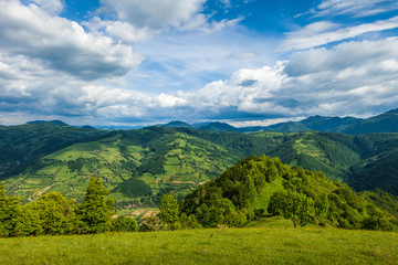 Beautiful simple mountain landscape in rural Romania