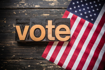 Vote Concept Vintage Wooden Letterpress Type Word