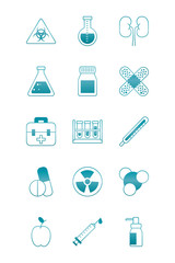 nuclear symbol and science and investigation icon set, gradient style