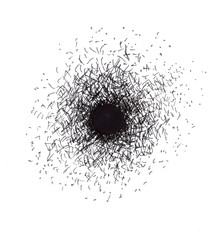 Naklejka na ściany i meble graphic black and white drawing black hole stars around on a white background