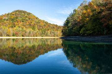 autumn on the lake with reflections