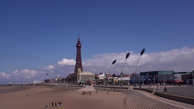 Blackpool tourist seaside resort in north England UK 4K