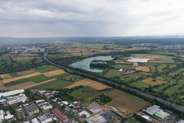 Luftbild: Stadtlandschaft an der hessischen Bergstrasse
