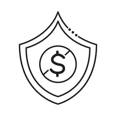 coin dollar in shield line style icon vector illustration design