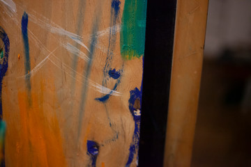 The artist's work on the easel.