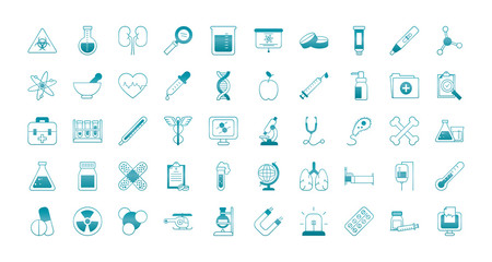 medical, science and investigation icon set, gradient style