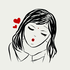 The feelings of LOVE - girl giving a kiss