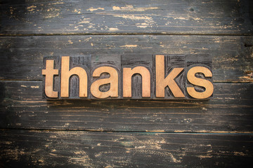 Thanks Concept Vintage Wooden Letterpress Type Word
