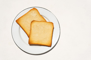 Toast on white background