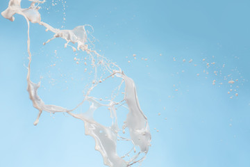 Splash of milk on color background