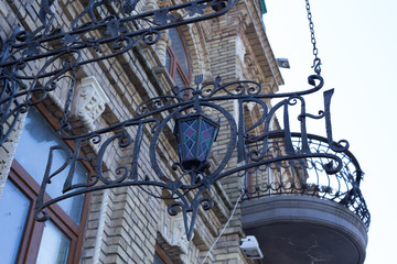 Street furniture. Old vintage lantern in european style