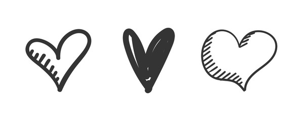 Heart doodles, hand drawn love illustrations