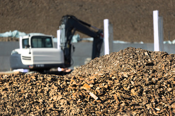 Naklejka premium construction site with stone gravel background