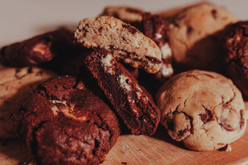 Chocolate cookies, traditional cookies.