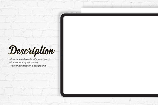 Banner tablet  realistically mockup isolated on background. For various applications.