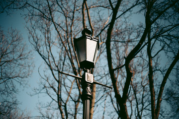 Street furniture. Old vintage lantern in european style