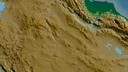 Zanjan, Iran - outlined. Physical