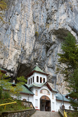 Ialomita Cave Monastery is located in Moreni commune, in the Bucegi Mountains, Romania. The monastery is located at the entrance to the Lalomita Cave. Religious building, Orthodox Christian temple.