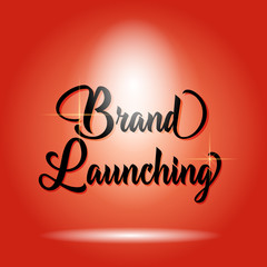 Brand launching poster design isolated red background