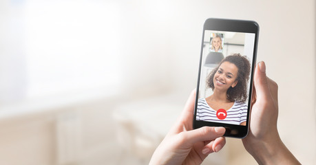 Remote learning or work. Video conference concept.