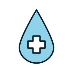 Fototapeta premium Isolated drop with cross line and fill style icon vector design