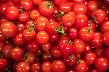 Ripe red tomatoes. Delicious farm vegetables for a healthy diet.