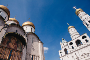 The Assumption Cathedral and The Ivan the Great Bell-Tower inside the Kremlin in Moscow, Russia