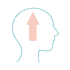 upload arrow inside human head line style icon vector design