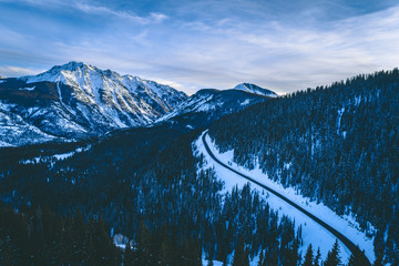 Silverton, Colorado at sunset in January