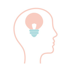 light bulb inside human head line style icon vector design