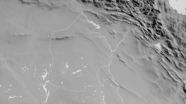 Ninawa, Iraq - outlined. Grayscale