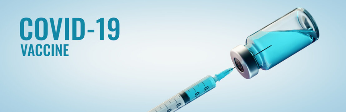 Vaccination concept image with Coronavirus Covid-19 SARS-CoV-2 vaccine.