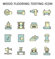 Wood flooring material testing vector icon set design.