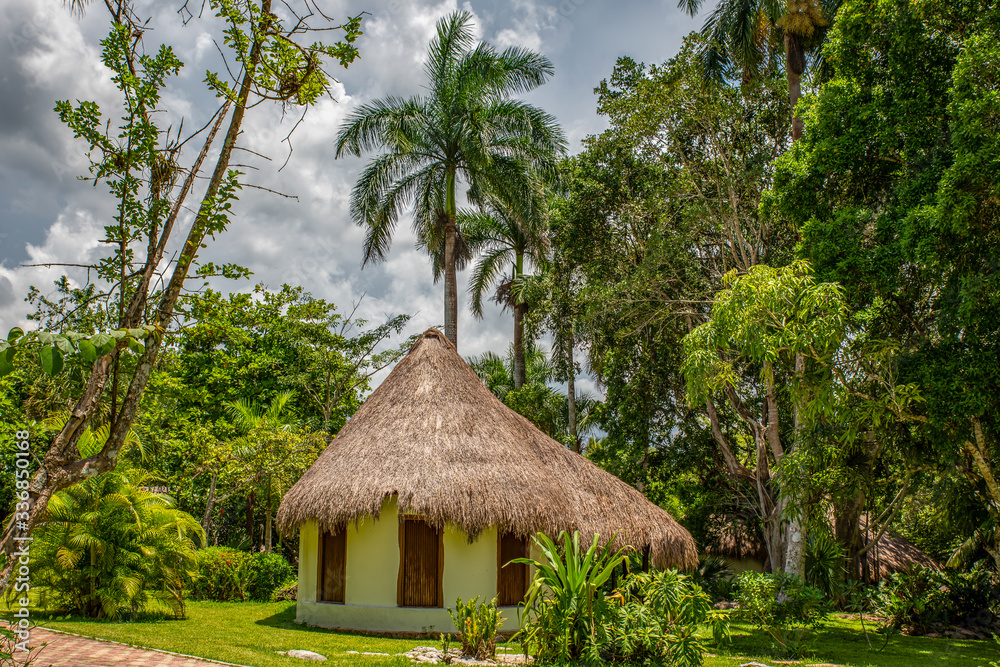 Wall mural A bungalow in the tropical vegetation of the 