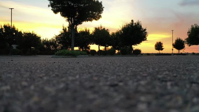 Aerial Shot of the Fresno California Landscape at Sunset