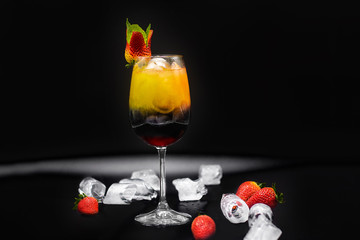 delicious food dishes accompanied by wine or cocktails