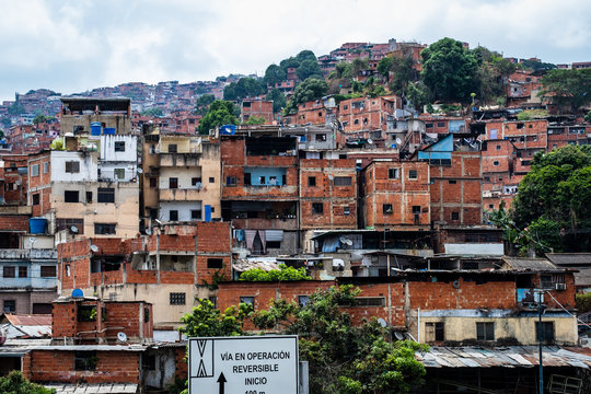 View of the most popular suburb in Petare (Caracas, Venezuela).