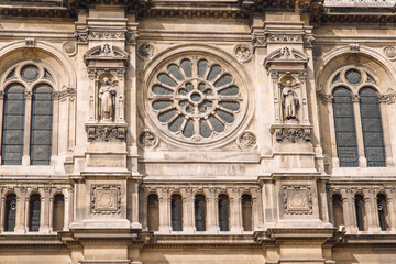 facade of old Sainte-Trinite Church in Paris