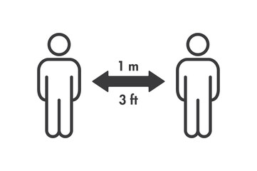 Keep distance sign. Coronavirus pandemic social distance. Preventive measures. Keep distance. Vector illustration.