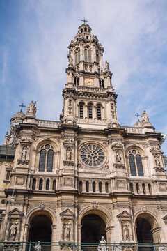 facade of old Sainte-Trinite Church in Paris