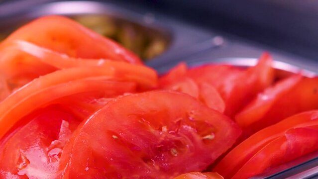 process of preparing traditional Turkish fast food - shawarma or kebab. chef hand cooking food