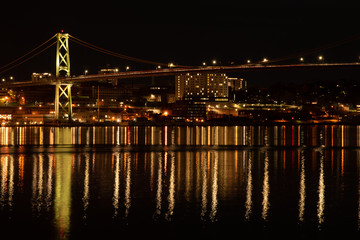 Naklejka na ściany i meble Halifax, Nova Scotia at night on the eastern shore of Canada in the Maritimes. 