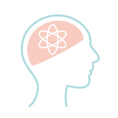 atom inside human head line style icon vector design