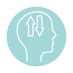 download and upload arrows inside human head block style icon vector design