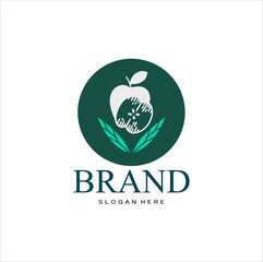 Fototapeta na wymiar Fruit logo, Apple logo, apple silhouette with frames, brand and white background