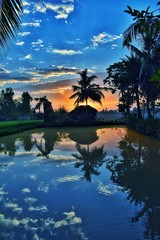 tropical beach at sunset