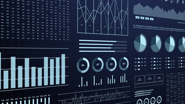 Statistics, financial market data 3d infographics 4K.