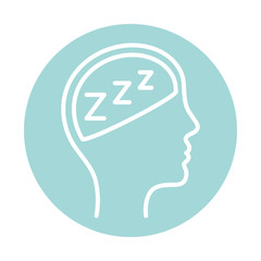 sleep symbol inside human head block style icon vector design