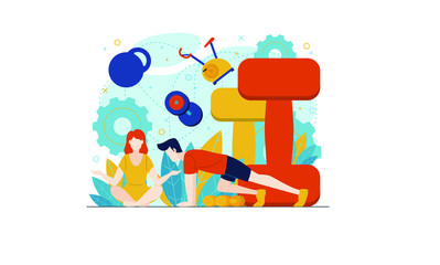 Workout exercises vector illustration concept video template background isolated can be use for presentation web banner UI UX landing page
